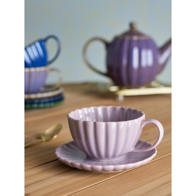 Latina Cup w/Saucer, Rose, Stoneware