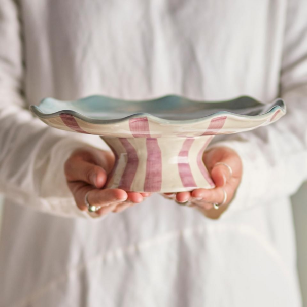 Bloomingville Willa Cake Tray, Rose, Stoneware