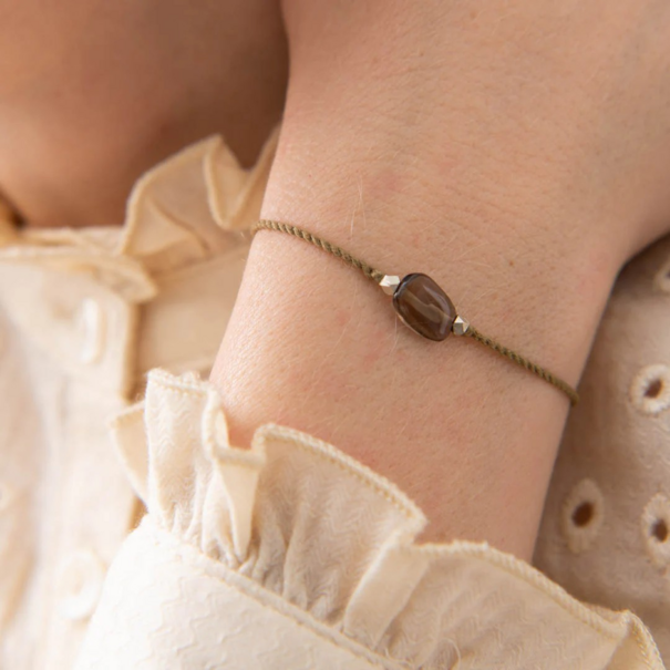 A beautiful story Gemstone Card Smokey Quarts Bracelet