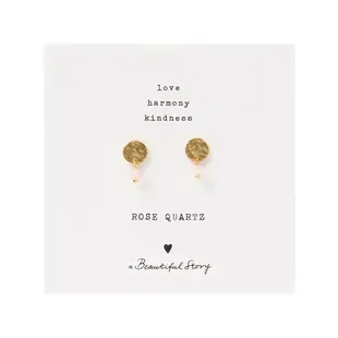 Mini Coin Rose Quartz Earrings