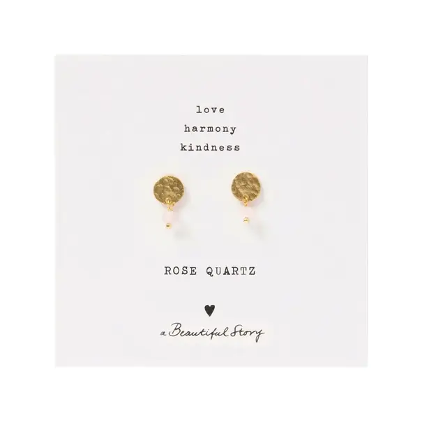 A beautiful story Mini Coin Rose Quartz Earrings