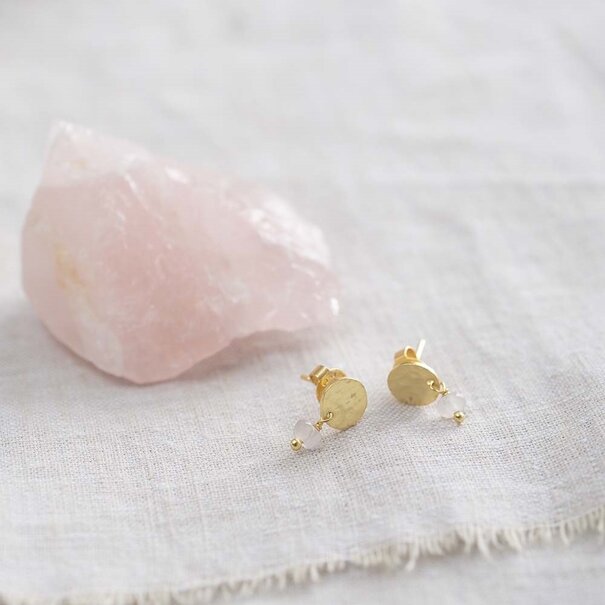 A beautiful story Mini Coin Rose Quartz Earrings