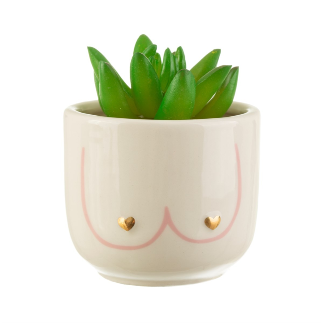 Mini Girl Power Boobies white planter