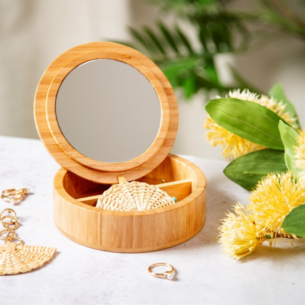 Sass & Belle round bamboo jewelry box