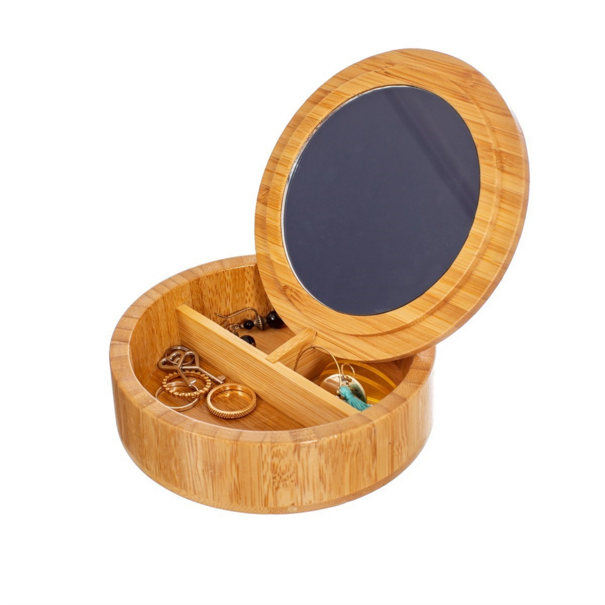 Sass & Belle round bamboo jewelry box