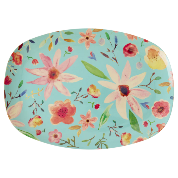 Rice Melamine rectangular plate with selma flower