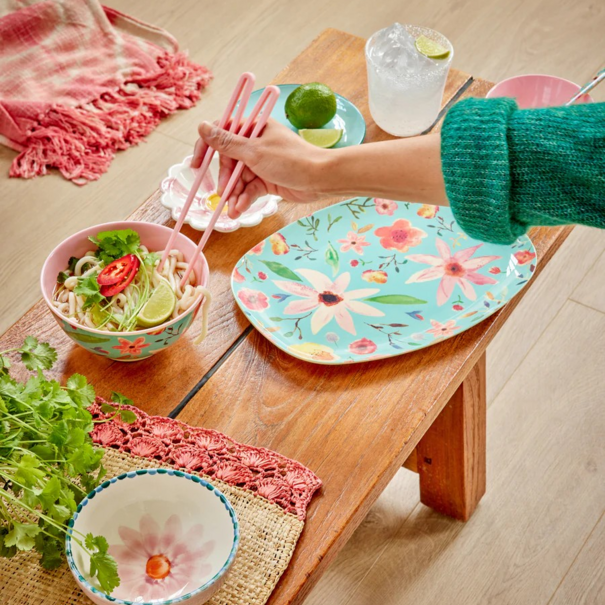 Rice Melamine rectangular plate with selma flower