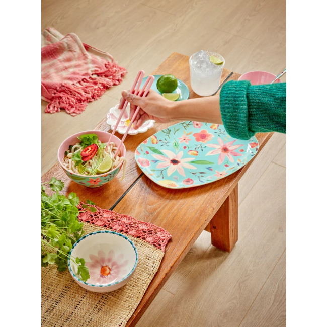 Melamine rectangular plate with selma flower