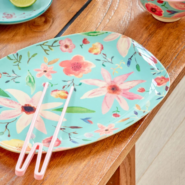 Rice Melamine rectangular plate with selma flower
