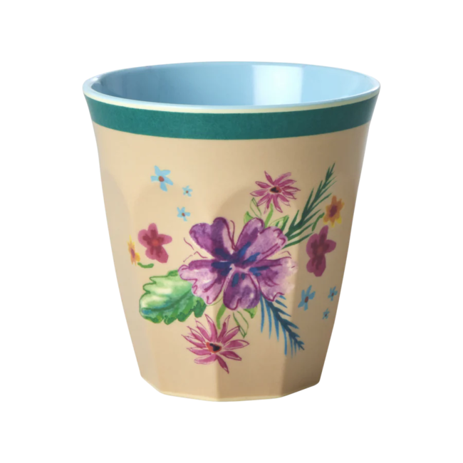 Rice Melamine cup with Arda bloom