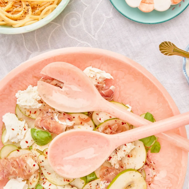 Rice resin salad spon and fork
