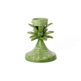Metal pilar candleholder green palmtree