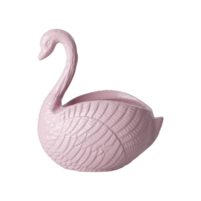 Metal flowerpot in swan shape