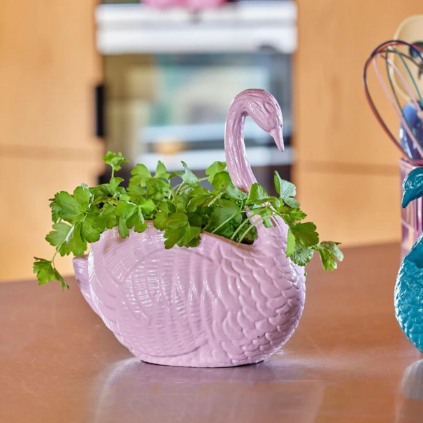 Rice Metal flowerpot in swan shape
