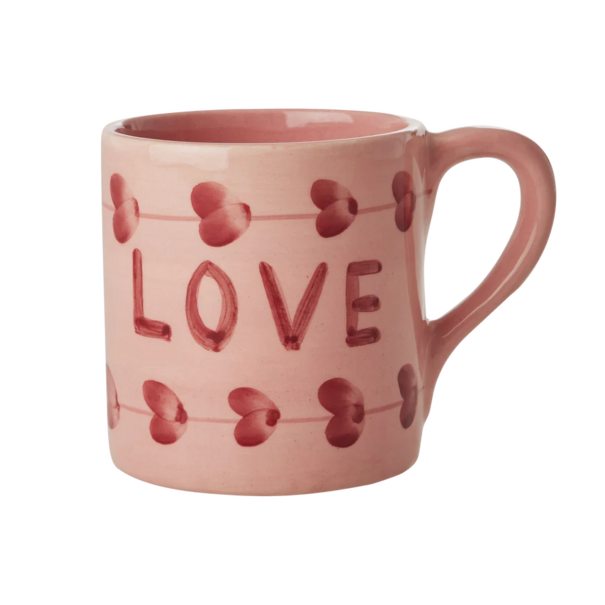 Rice Ceramic mug with hand painted LOVE