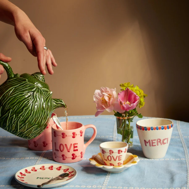 Rice Ceramic mug with hand painted LOVE