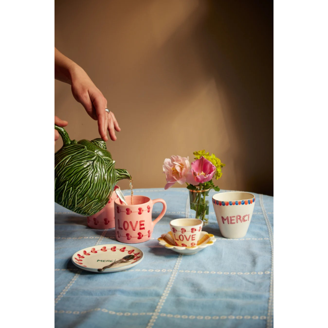 Ceramic mug with hand painted LOVE
