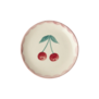 Ceramic cake plate with hand painted cherry