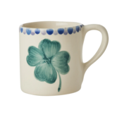 Ceramic mug with hand painted Good Luck clover