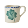 Ceramic mug with hand painted Good Luck clover