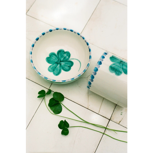 Ceramic bowl with hand painted Good luck