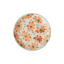 Ceramic cake plate with hand painted flowers orange