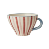 Ceramic tea cup with hand painted stripes