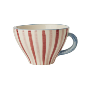 Ceramic tea cup with hand painted stripes