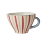 Ceramic tea cup with hand painted stripes