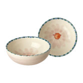 Ceramic bowl with hand painted soft pink flower