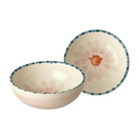 Ceramic bowl with hand painted soft pink flower