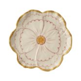 Ceramic flower shaped side plate with yellow border