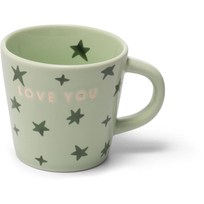 Ceramic espresso cup stars LOVE YOU light green
