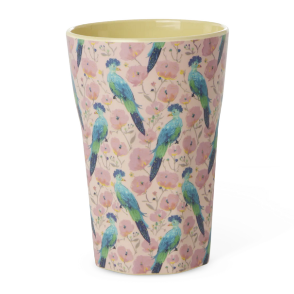 Rice Melamine cup with exotic bird print tall
