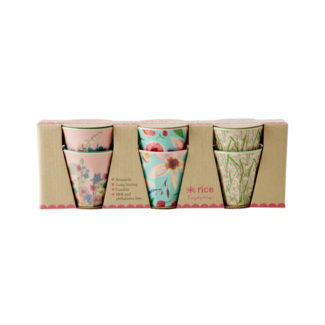 Rice Espresso Cup - Multicolor - Flower Prints - 6-pack