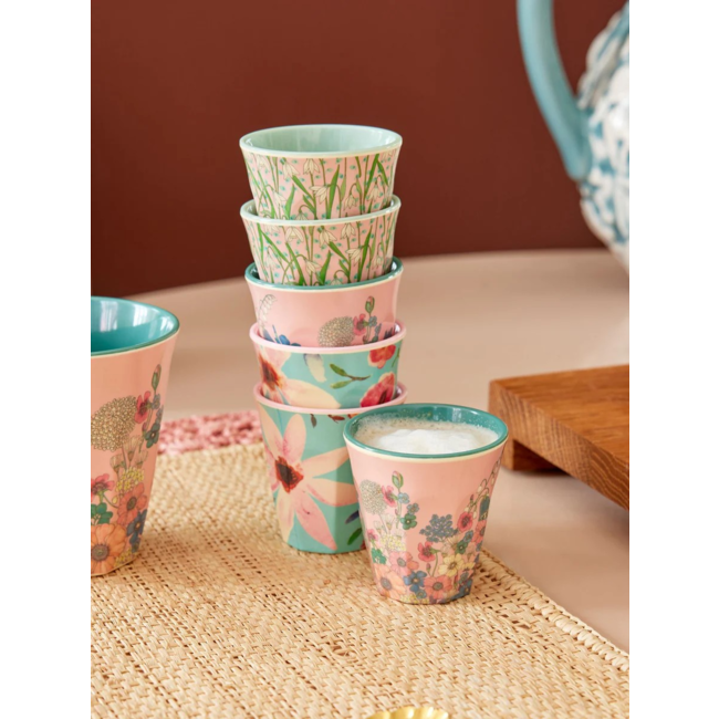 Espresso Cup - Multicolor - Flower Prints - 6-pack