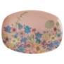 Melamine rectangular plate with flower