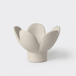Candle Holder Flower Beige