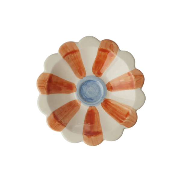 Rice Ceramic flower dipping bowl - Orange