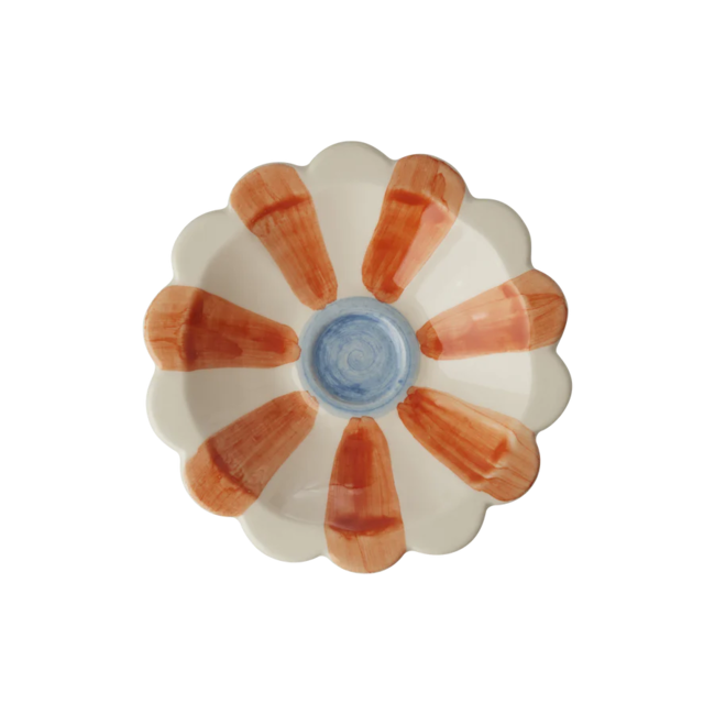 Rice Ceramic flower dipping bowl - Orange