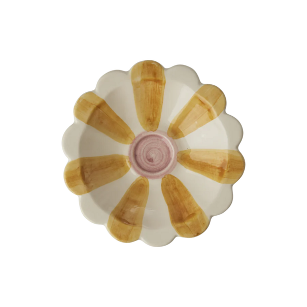 Rice Ceramic flower dipping bowl - Yellow
