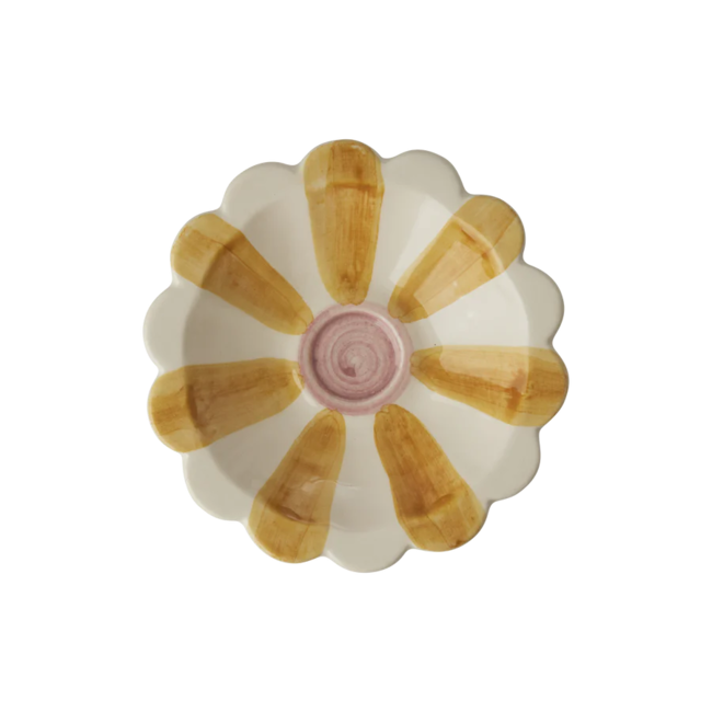 Rice Ceramic flower dipping bowl - Yellow