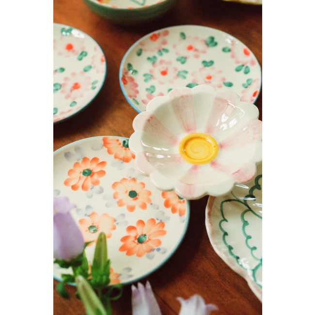 Ceramic flower dipping bowl - Pink