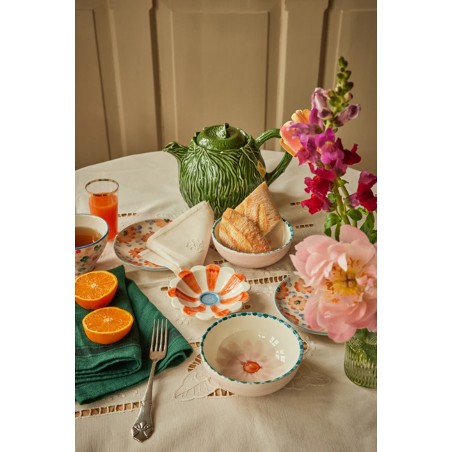 Ceramic flower dipping bowl - Orange