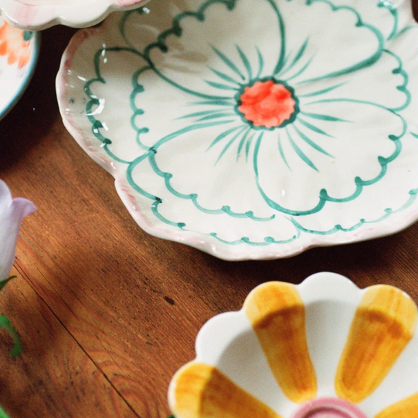 Rice Ceramic flower dipping bowl - Yellow