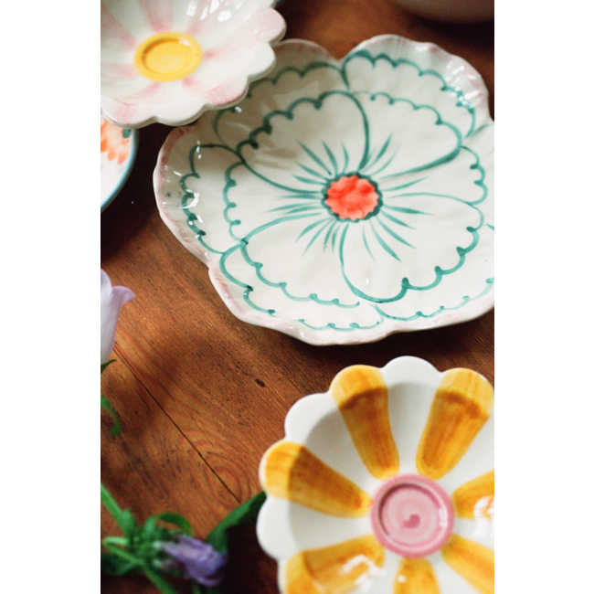 Ceramic flower dipping bowl - Yellow