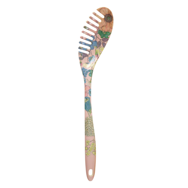 Rice Pasta Spoon - Soft Pink - Flower Collage Print