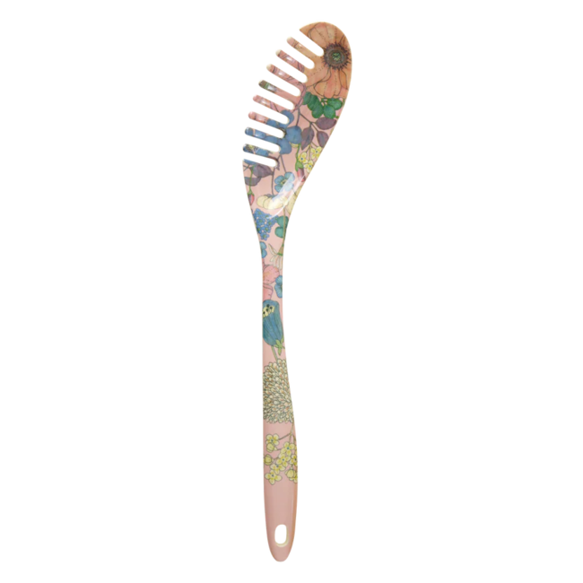 Rice Pasta Spoon - Soft Pink - Flower Collage Print