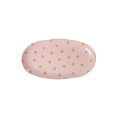 Ceramic Serving Platter in Pink with Coral  Dots