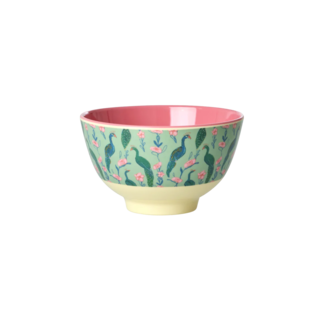 Rice Melamine Bowl with Peacock Power Print